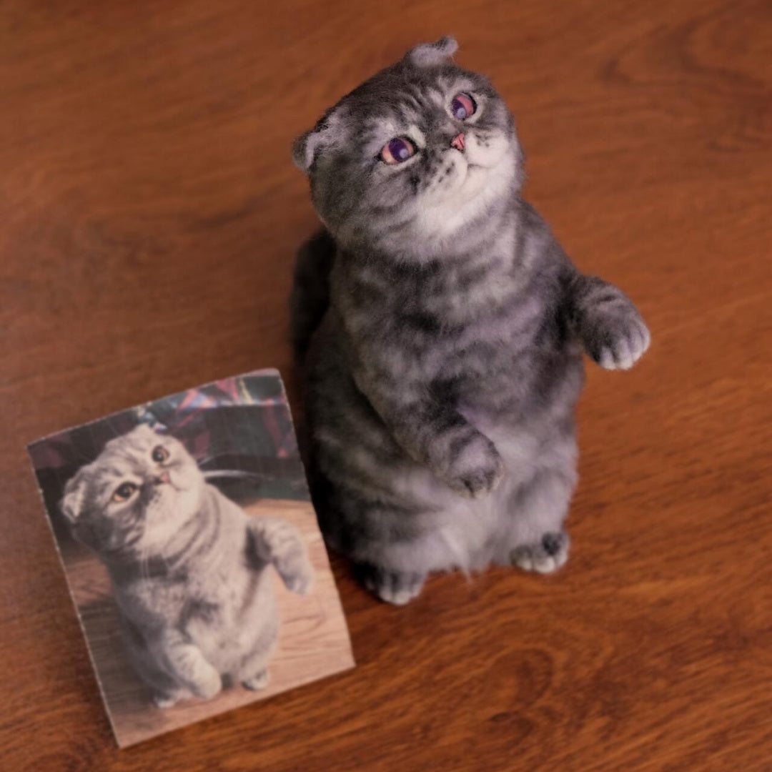 Custom Full Body Figurine Needle Felted Pet | Handmade Pet Memorial Gifts-CAT
