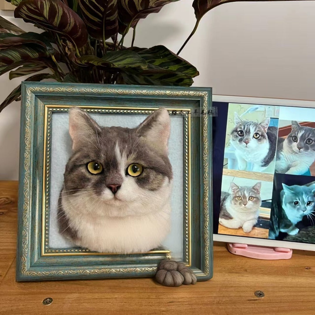 Custom Needle Felt 3D Pet Portrait-CAT