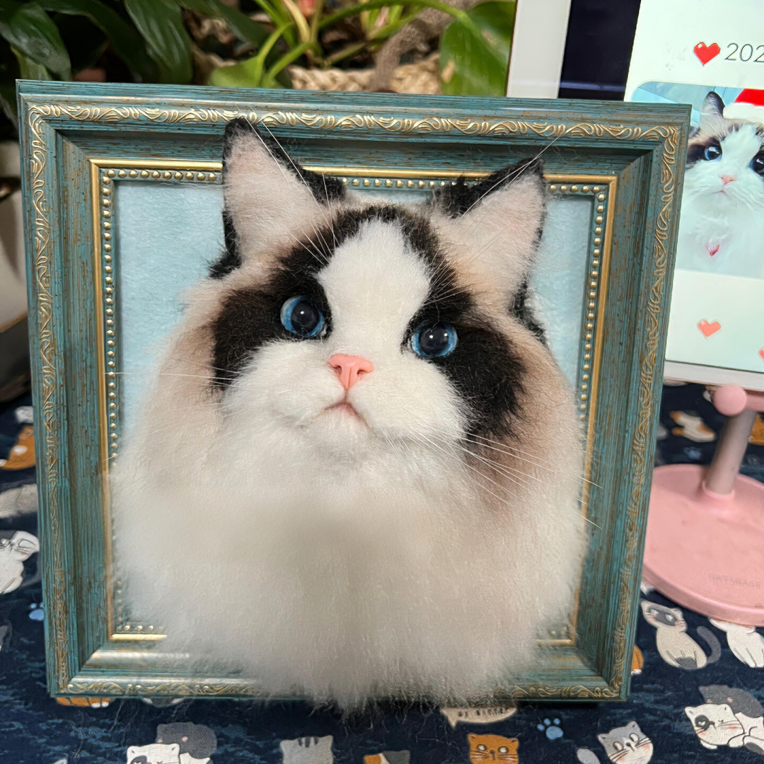 Custom Needle Felt 3D Pet Portrait-CAT